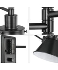 Close-up of Black Swing Arm Wall Light With Adjustable Arm For Focused Task Lighting, Industrial loft, durable metal finish details