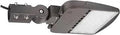 Bronze Finish LED Outdoor Area Light Type III, 100W, 4000K Cool White, Aluminum Die Cast Housing, side view with mounting detail