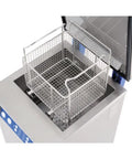 Built Tough Stainless Steel Ultrasonic Cleaner Basket Slick Fit For Xtra ST 600H Bath placed in cleaner, showcasing its perfect fit.