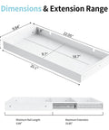 Kick Clutter To The Curb With This Sleek White Slide Out Under Desk Drawer Featuring Smooth Ball Bearing Slides And Solid Carbon Steel Build For Tidy Home Office Storage dimensions illustration with measurements