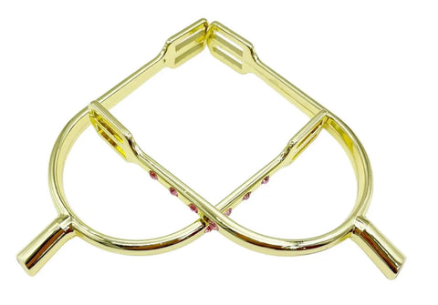 Women's Equestrian Spurs With Straps Set Prince Of Wales Bumper Spurs Zinc Alloy Chrome Plated Rhinestone Detailing Gold Tone Ride Ready