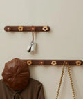 Dang Cute Flower Peg Wall Mount Coat Rack For Kids Crafted From Solid Walnut Wood Storage perfect for hanging hats and bags.