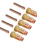 Stubby Gas Lens And Collet Kit For Wp 17 18 26 Welding Torches With DB Sr Heads showing ten bronze collets and lenses for steel jobs.