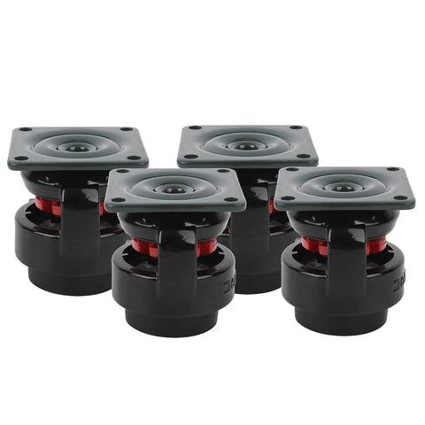 Built Different Heavy Duty Level Adjustable Roller Casters, 1100 Lb Capacity Machine Movers And Work Table Gliders set of four with black housing.