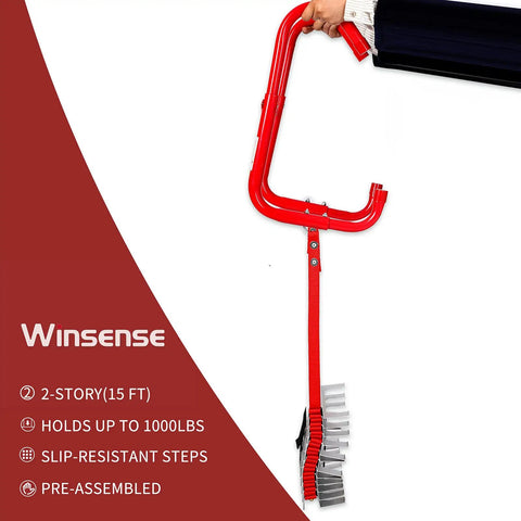Retractable Fire Escape Ladder For Two Story Homes 15 Foot Aluminum Steps With Extra Wide Anti Slip Rungs Portable And Easy Deploy No Assembly Required Emergency Window Exit For Adults During Fires red ladder hook