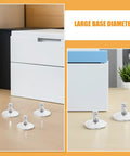 Heavy Duty Adjustable Furniture Levelers With 12 Piece Wobble Free Swivel Base For Tables Cabinets And Chairs Noise Reducing Plastic Metal Feet No Skid Tight Setup on a table.