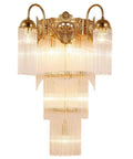 Luxe Copper Crystal Wall Sconce With Vintage Glass Rod Accent For Bedroom Entryway And Living Room Featuring Quick Install Kit, showcasing elegant design and warm lighting.