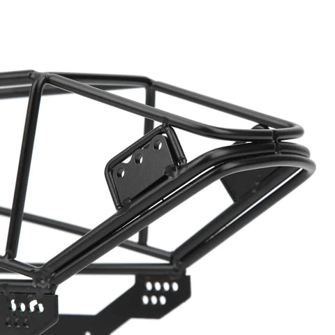 Close-up of Heavy Duty RC Roll Cage Metal Frame For 1/10 Scale Crawler Trucks Full Tube Chassis Durable Black Metal Construction 355mm