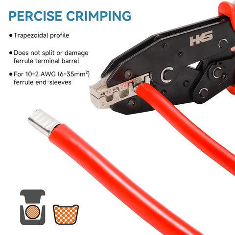 Tool and ferrule wire setup from 186-Piece Non-Insulated Copper Tin-Plated Ferrule Kit For Bare Wire Ends 4-70 Mm2 Pro Grade Heavy-Duty