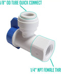 Tank Ball Valve With Gasket For Water Purification And Reverse Osmosis Systems, Quick Connect 3/8 Inch OD To 1/4 Inch Female NPT fitting close-up