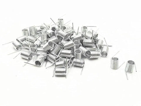 Zinc Plated Straight Torsion Spring 0.8 x 6.0 x 8.0 Mm 50 Pack for DIY projects on white background