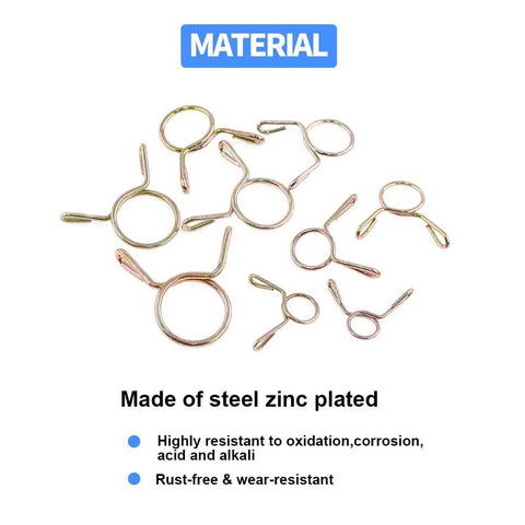 DIY Friendly 290 Piece Hose Clamp Set For Fuel Lines Water Pipes And Air Tubing Including 9 Sizes From 5mm To 13mm with zinc finish.