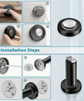 Installation of Magnetic Door Stop 2 Pack Heavy Duty Stainless Steel Door Catch and Holder Wall or Floor Mount Black.