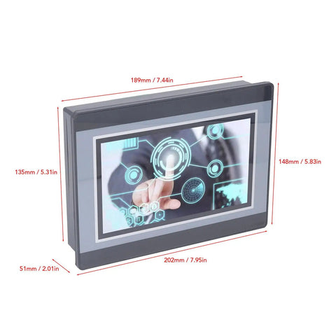 7 Inch HMI PLC Touchscreen Panel With DC 24V 5A Power 2 Channel K Type Thermocouple Temperature Measurement display dimensions