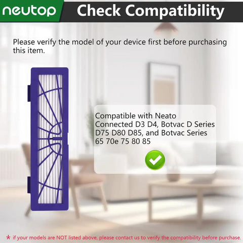 Replacement High-Performance Vacuum Filters 7-Pack for Botvac D Series and Neato Connected D3 D4 D75 D80 D85 Models, Fits Botvac 65 70e 75 80 85, Easy Clean, Long-Lasting Performance