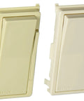 Pair of beige switches resembling the Digital Dimmer Switch For 0-10V LED And Fluorescent Ballasts With Bluetooth Control, DD710-BDZ White.