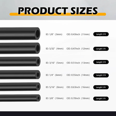 120 Pcs Automotive Silicone Vacuum Line Kit With 30 Ft Hoses In 6 Sizes Plus 64 Barbs And Caps For High Temp Engine Repair And Car Fixes That Are Sick Cool, 5 ft hoses