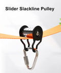 Heavy Duty Slack Line Pulley For Backyard Obstacle Courses 400 Pound Capacity Outdoor Fun For Kids Boys Girls In Garden Park Lawns With Smooth Operation System Durable Build Easy Install Safe For Ages Five And Up on orange slackline