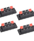 4 Way Spring Speaker Terminal Clip Push Release Connector For Speaker Wire, 4 Pin Block, Red Black Polarity, Pack Of 4