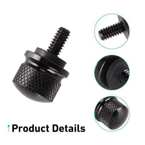 Knurled Aluminum Rear Seat Bolt Kit With Screws And Nuts For Harley Davidson Touring Sportster Softail Dyna 1996 Through 2024 Black Finish