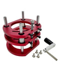 Boss Level Router Lift Table With Solid Insert Plate Kit And Easy Mount Handle for woodworking, red aluminum construction.