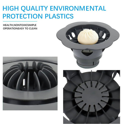 Flower Shaped Dumpling Mold Maker For Easy Homemade Bao Buns And Momo, 6.57 Inch Plastic Kitchen Gadget, top view with bao bun.