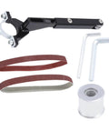 High Quality Cawwgt Electric Belt Grinder Sander Attachment Angled Mod includes sander attachment, sand belts, and connectors for pipe polishing.