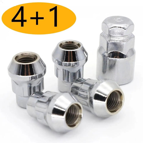 Heavy Duty Lug Wheel Studs Kit With Secure Locking Nuts And Tapered Bolts Perfect Fit For Ford Escort Puma And Ranger Models From Nineties To Modern Days Ensure Your Rims Stay On Tight While Cruising Down The Road Without Any Worries About Safety Or, 4+1 chrome lug nuts