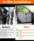 In-situ installation before and after of Nissan Maxima front left driver side door lock actuator replacement 2016-2021