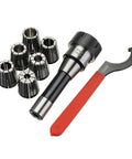 Rock Solid R8 ER32 Tool Holder with 7/16 Inch Shank, collets and wrench for CNC milling and heavy cuts.