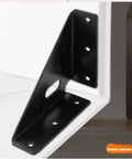 Rock Solid Hidden Shelf Brackets Iron Angle Wall Mounts close-up of black metal bracket for corner installation.