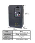Beefy Frequency Inverter 15KW VFD Speed Control 380V Motor Drive For Lathe 3 Phase Asynchronous Motors Supports 18.5KW 25HP 380V front view, 160x185x247mm