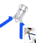 Heavy Duty Steel Miter Clamps For Frames And Moldings Featuring Spring Loaded Pliers With Ten Reusable Clips For Solid Woodworking Picture Corner Joints, blue handles
