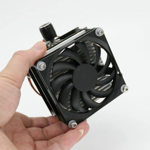 DIY Plasma Ring Kit Light Up Ring With 360 Degree Halo Plasma Discharge in hand showcasing compact black square fan design