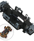 Carbon Fiber Chassis Motor Mount Plate For WLtoys K989 284131 RC 1 by 28 Scale Beefed Up Upgrade Kit, shown with sample RC car