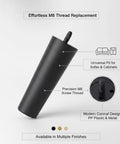 Mid Century Style Tapered Cone Furniture Leg With M8 Thread For Sofas And Cabinets, Durable PP Plastic Replacement Leg, 5.9 X 2.2 Inches, Single Unit, Keeps Your Sofa Solid And Wobble Free, showing screw thread detail