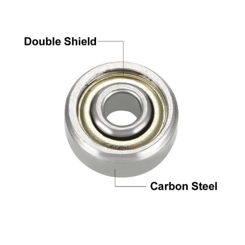 623ZZ Double-Shield Deep Groove Ball Bearings 3mm x 10mm x 4mm (623-2Z) Carbon Steel ABEC-1 close-up showing double shield and material