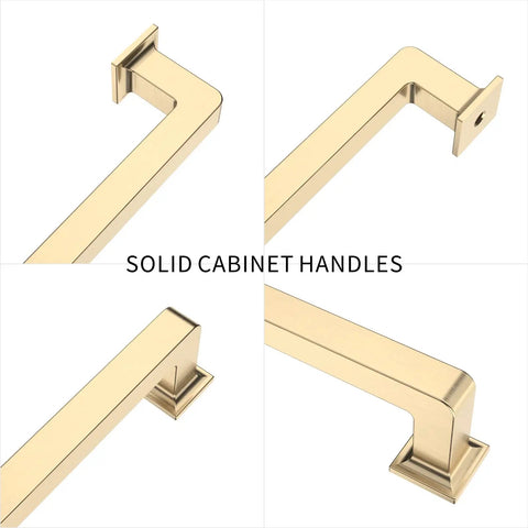 Ten Pack 7.5 Inch Brushed Brass Cabinet Pulls Gold Tone Handles For Multiple Cabinets With Two Screw Sizes, Individually Wrapped