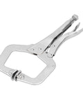 Heavy Duty C Clamp Locking Pliers With Adjustable Jaw For Welding And Grinding Projects Made From Tough 55# Steel With Sandblasted Finish.