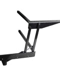 One Piece Folding Lift Hinge With Air Spring Mechanism Drops Like Butter Built Rock Solid Heavy Duty Cold Rolled Steel Furniture Hardware Real Deal Smooth Operation Straight Upgrade For Your Desk Or Coffee Table Today, showing black steel construction.