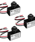 Three pack photoelectric switch dusk to dawn light sensor button control for AC 120 to 277V auto on off, three sensors