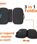 Sojoy Gel Comfort Foldable Seat Cushion With Memory Foam For Tailbone Support Relieves Pressure For Travel Stadium And Office Ergonomic Design, 3-in-1 folding design, black