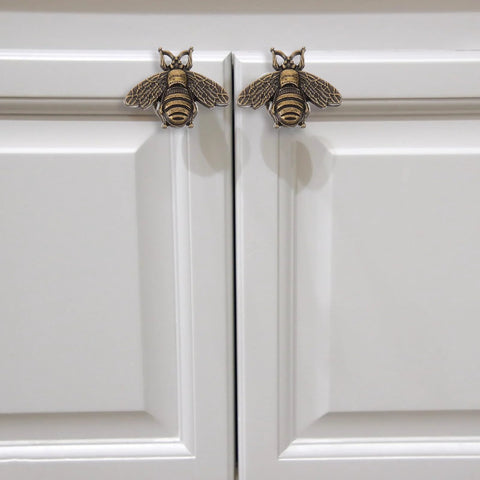 Set Of 10 Vintage Gold Bee Shaped Cabinet Knobs Made From Zinc Alloy Hardware For Cabinets And Dressers Retro Bronze Finish