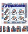 54 Pack Lever Wire Connectors For 28-12AWG Push Wire, Quick Wiring Nuts, Insulated Safe Splice Plugs, High Temperature Resistant