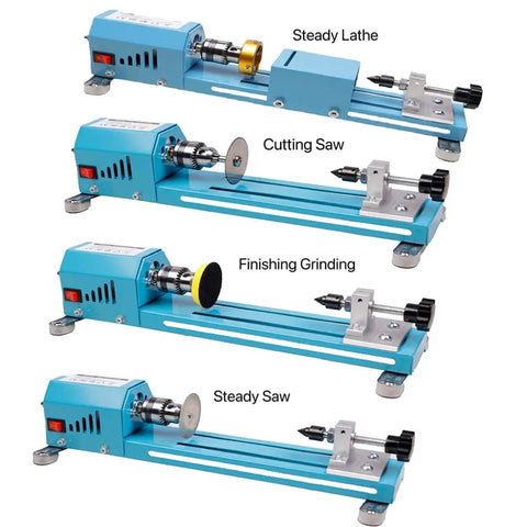 Beast Mini Wood Lathe Milling Machine Set With Adjustable Chuck HSS Saw Blades Turning Tools and Accessories for multiple functions