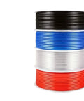 Beefy Blue Polyurethane Air Hose 100 Meter Length 12X8 Mm Flexible Pneumatic Tubing For Air Compressors stacked in black, blue, white, red rolls.