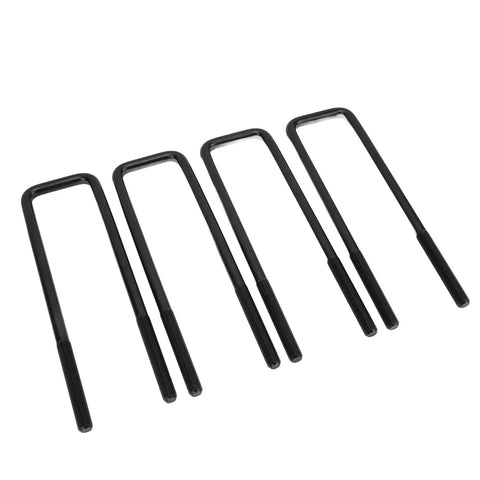 12 Inch Rear Axle U Bolts Kit For 1999 2010 1500 Dodge Ram, Flat Top Steel Construction, Black Powder Coated, Heavy Duty Leaf Spring Clamp Replacement, Restores Clamping Force And Reduces Leaf Pack Flex Under Load, four black U-bolts