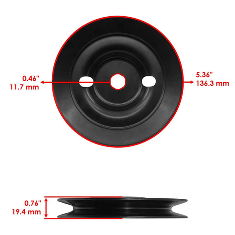 Premium Replacement For AM147272 UC26511 Deck Drive Pulley dimensions 5.36in black fits John Deere X330 X350 X354 X370.
