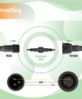 Six Pair Three Pin Xconnect Pigtail Connectors For Low Voltage Lighting System showing male and female connectors with labeled wiring.