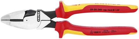 7 Piece 1000V Insulated High Leverage Pliers Cutters And Screwdriver Set displaying red and yellow pliers with comfort grip